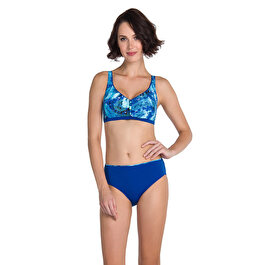 Saks Desenli Üst Luplu Bikini Takımı B0119Y0316 SX Dagi