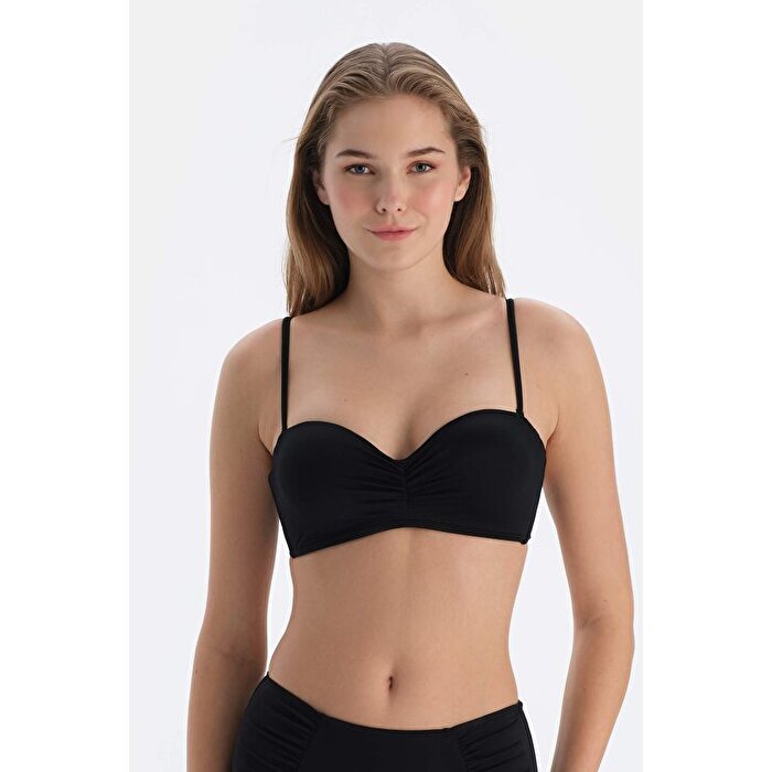 Siyah Straplez Kaplı Bikini Üst 24SW82079ST 366 Dagi