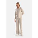 Gri Melanj Yüksek Bel Bol Paça Basıc Pantolon 24AW15355BB_325 | DAGI