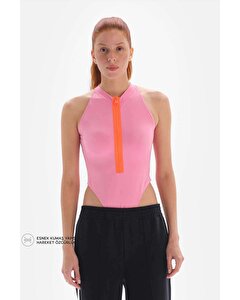 Dagi Active Pembe Kadın Bodysuit Fermuarlı