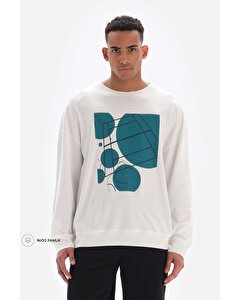 Dagi Active Beyaz Tenis Baskılı Pamuklu Sweatshirt