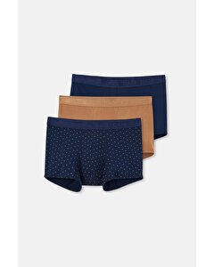 Açık Kahve-Lacivert 3'Lü Desenli Micro Modal Boxer