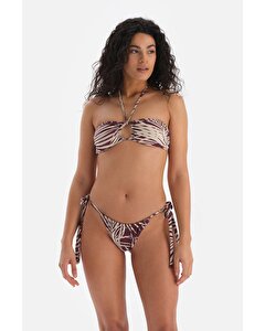 Bordo Ekru Straplez Bikini Üstü