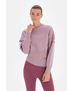 Dagi Active Lila Kapitone Crop Sweatshirt