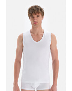 Dagi Mens White  T-Shirt Sleevless