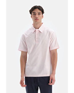 Pamuklu Polo Yaka Pembe T-Shirt