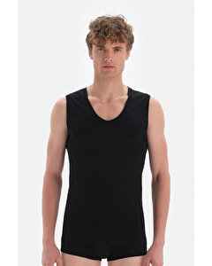 Dagi Mens Black  T-Shirt Sleevless