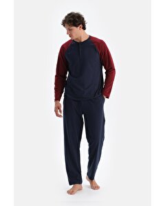 Bordo Erkek Reglan Kol Pijama Takımı