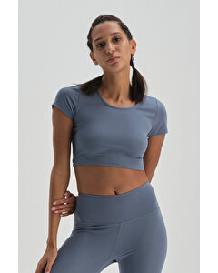 Dagi Active Mavi Crop T-Shirt