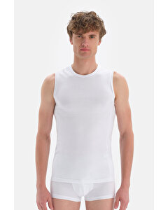 Dagi Mens White  T-Shirt Sleevless