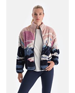 Multıcolor Kadın Manzara Baskılı Polar Sweatshırt