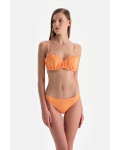 Turuncu Straplez Kaplı Bikini Üst