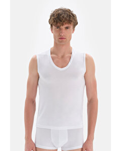 Dagi Mens White  T-Shirt Sleevless