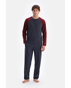 Antrasit Erkek Reglan Kol Pijama Takımı