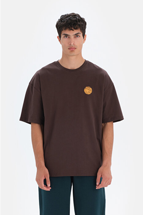Dagi Active Koyu Kahve Sırt Baskı Detaylı T-Shirt