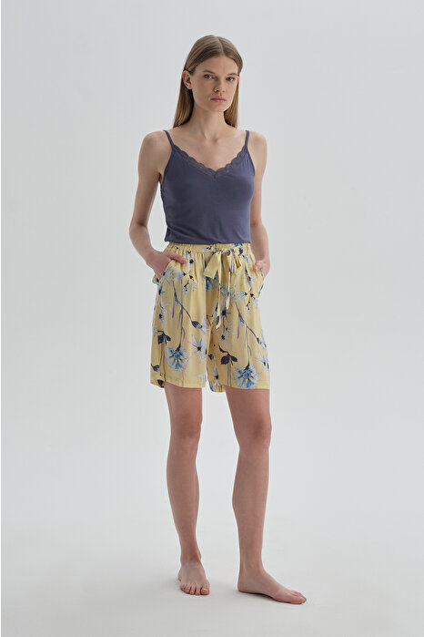 Dagi Womens Yellow Printed Shorts