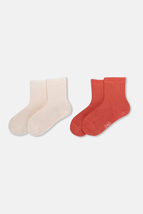 Ekru Kız Çocuk Modal Çorap 2'Li