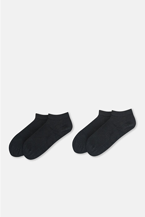 Siyah Erkek Bambu Patik Çorap 2'Li