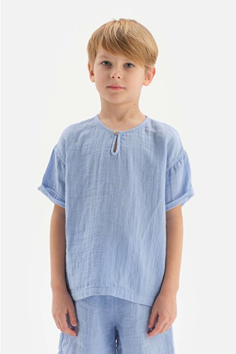 Erkek Çocuk Mavi Müslin Tişört