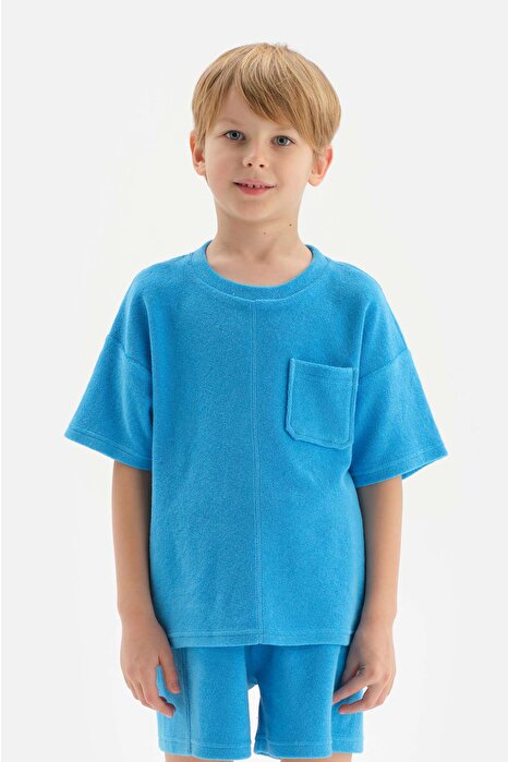 Erkek Çocuk Mavi Havlu O Yaka Tişört