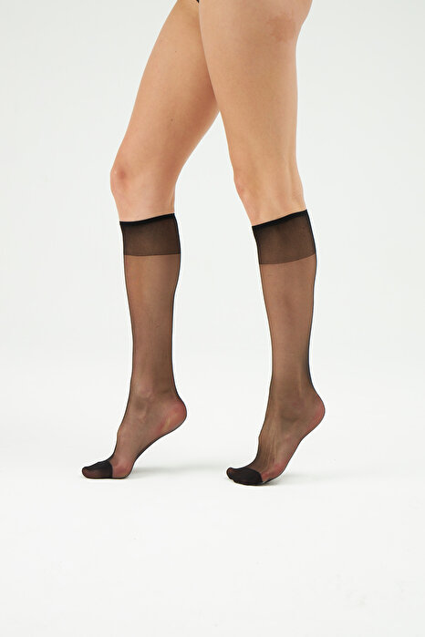 Siyah Fıt 15 Dizaltı Çorap