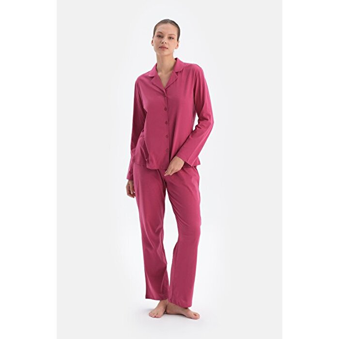 Fuşya Kadın Gömlek Pijama Takımı24WW17816BB_317 | DAGI