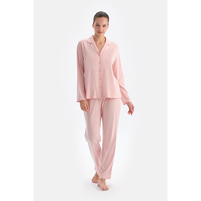 Pembe Kadın Gömlek Pijama Takımı24WW17816BB_356 | DAGI