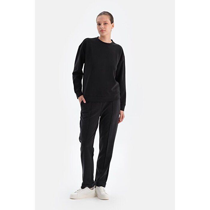 Siyah Duble Paça Nervürlü Modal Pantolon24AW15353BB_366 | DAGI