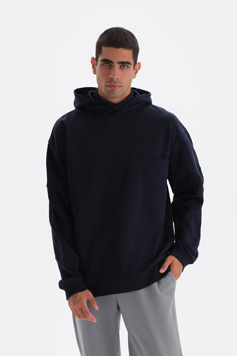 Lacivert Cep Detaylı Kapüşonlu Sweatshirt 23WM12221ME_337 | DAGI