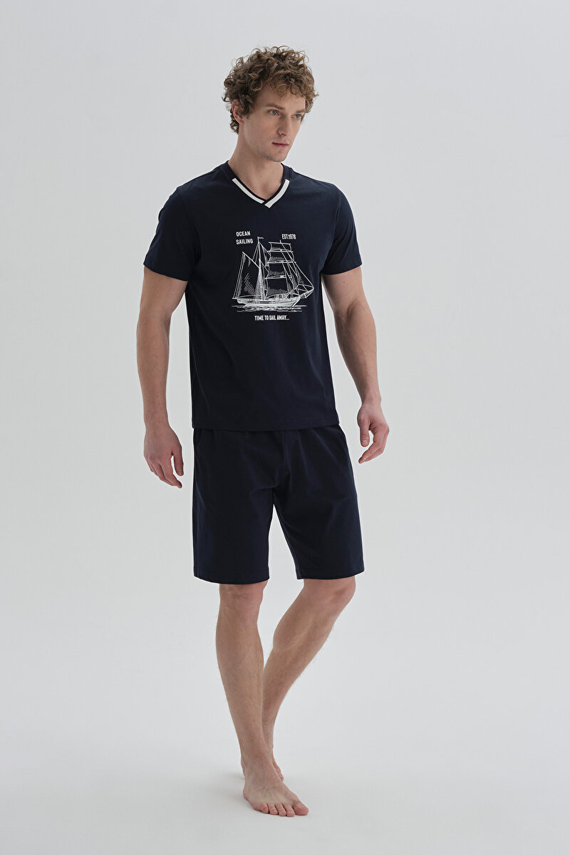 Dagi Mens Navy Short Pyjama Set 22SM85012NG_LC | DAGI