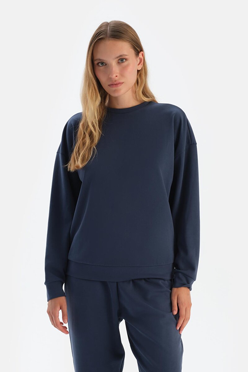 Lacivert Basic Modal Sweatshirt 24AW11320BB_337 | DAGI