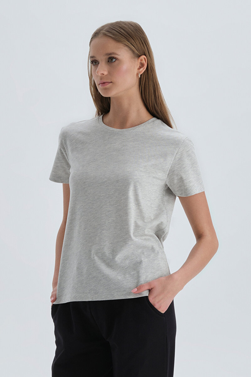 Dagi Womens Grey Melange T-Shirt 22SW11074BD_GRM | DAGI