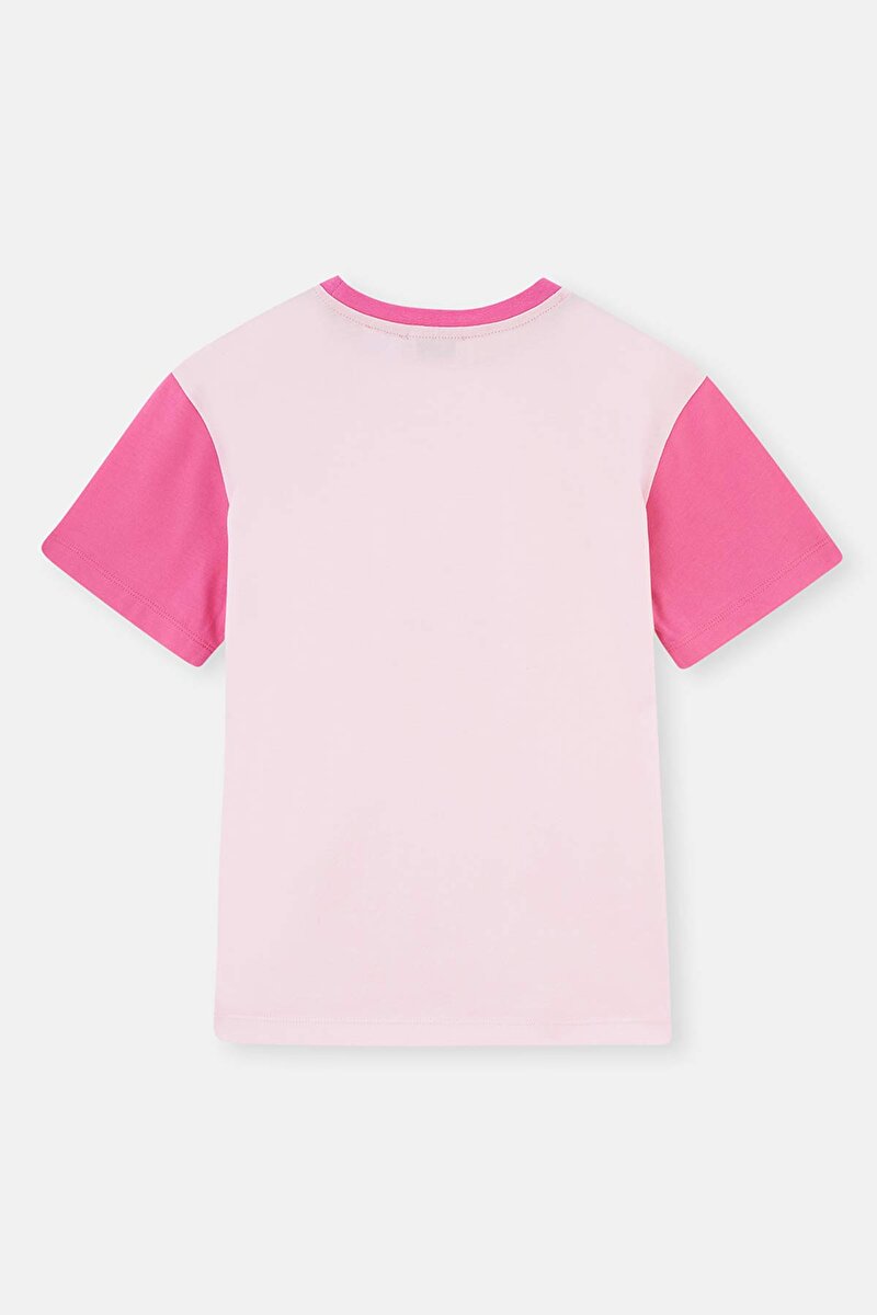 Pembe Barbie Lisans Baskılı Kısa Kollu Bisiklet Yaka T-Shirt 23WG75030TA_356 | DAGI