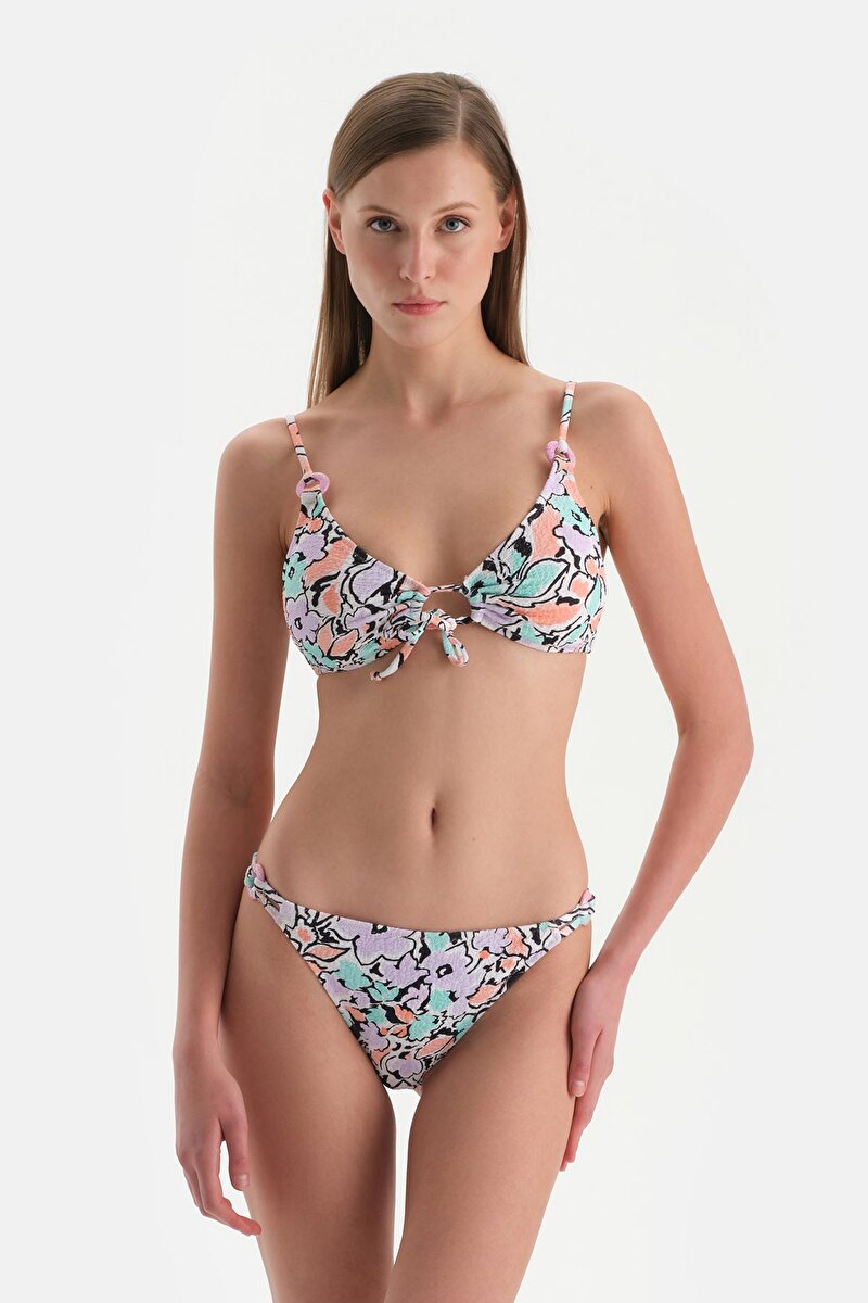 Ekru-Lila Üçgen Geniş Bikini Üst 24SW82058ST_622 | DAGI