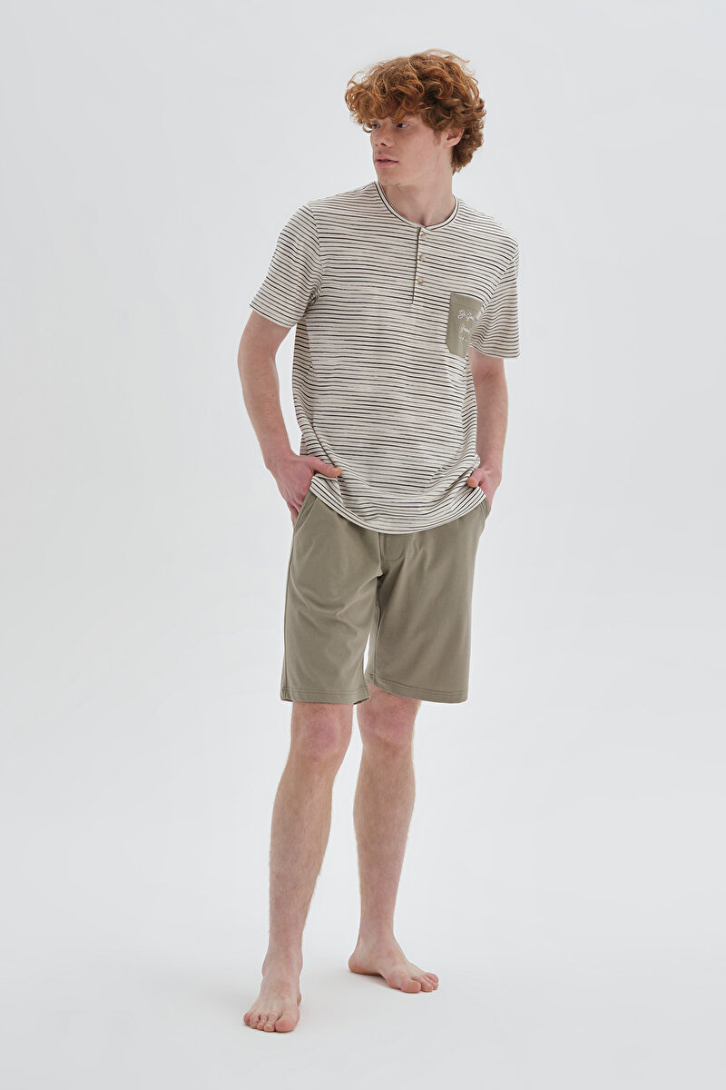 Dagi Mens Khaki Short Pyjama Set 22SM85017NG_HK | DAGI