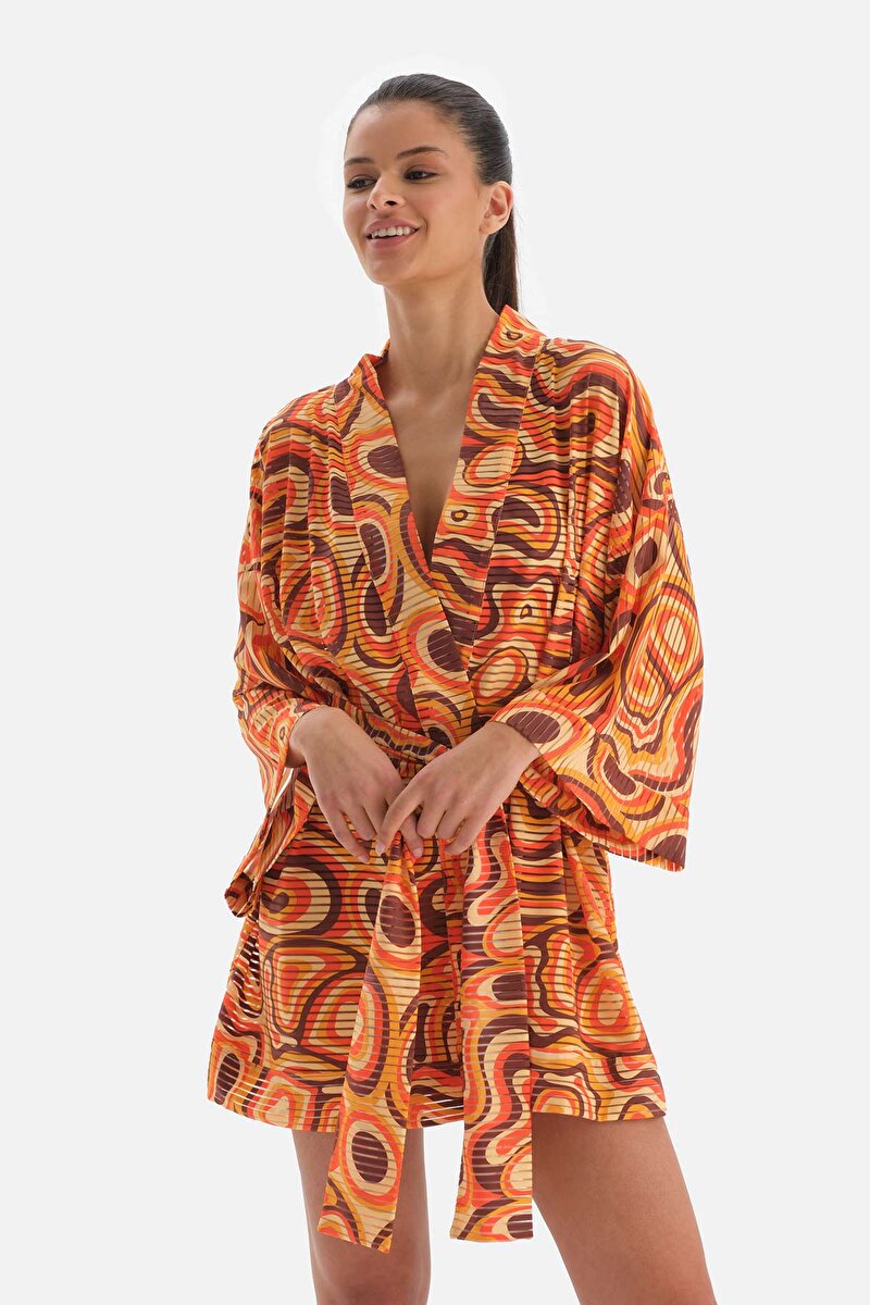 Kiremit - Turuncu Kısa Kimono 23SW86028ST_KRMT-TRC | DAGI