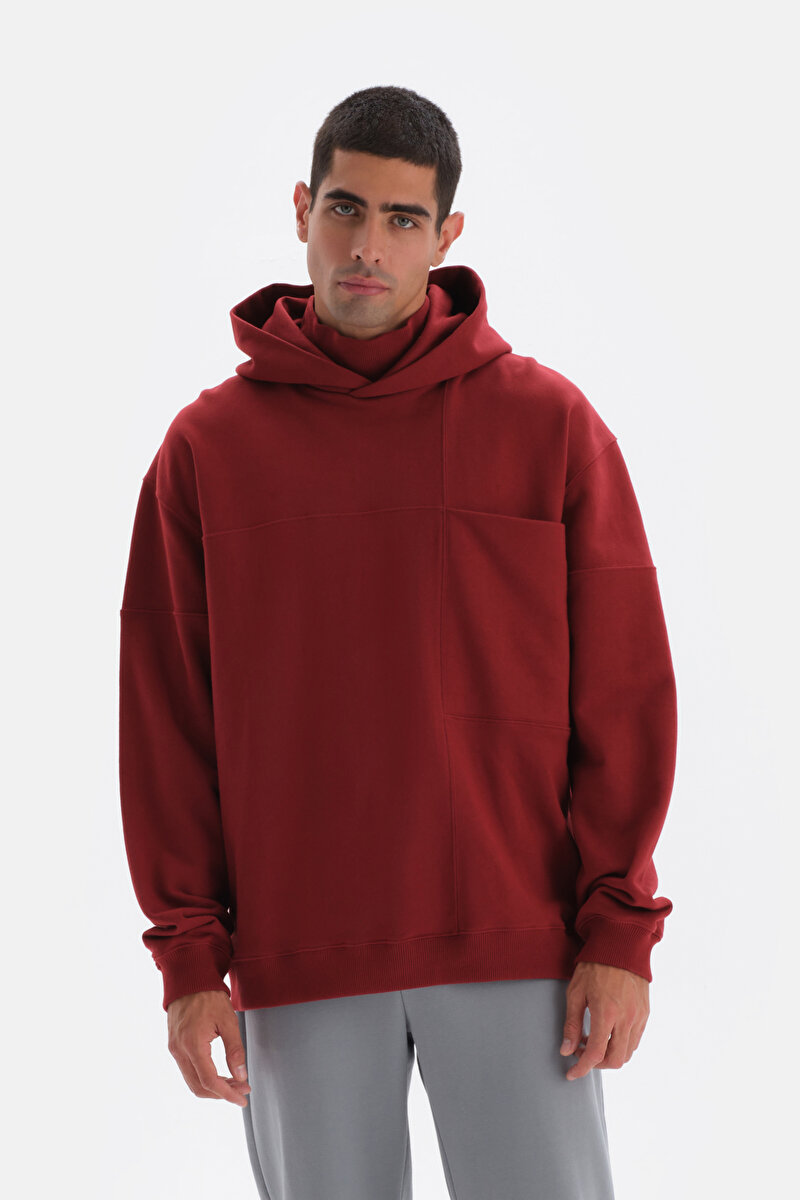 Bordo Cep Detaylı Kapüşonlu Sweatshirt 23WM12221ME_310 | DAGI