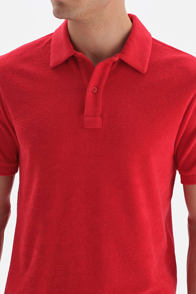 Kırmızı Havlu Polo Yaka T-Shirt 23SM84060ST_KIR | DAGI