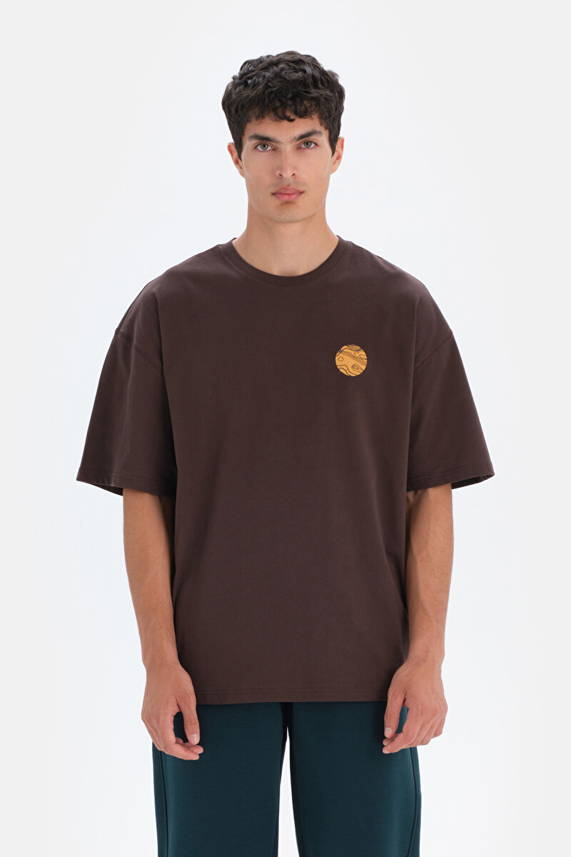 Dagi Active Koyu Kahve Sırt Baskı Detaylı T-Shirt