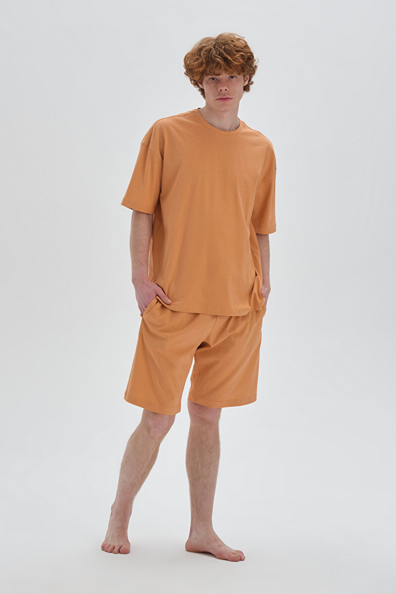 Dagi Mens Orange Short Pyjama Set 22SM85008NG_TRC | DAGI