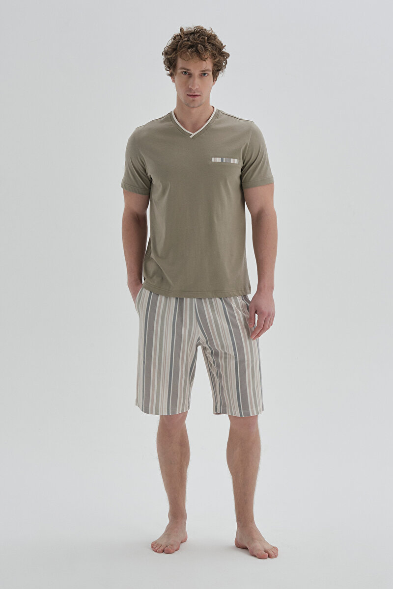 Dagi Mens Khaki Short Pyjama Set 22SM85021NG_HK | DAGI