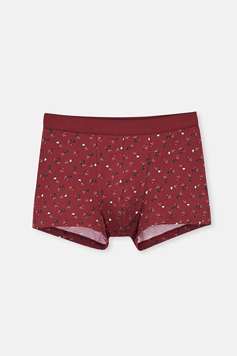 Bordo-Siyah 3'Lü Desenli Pamuk Boxer 24AW28324MA_615 | DAGI