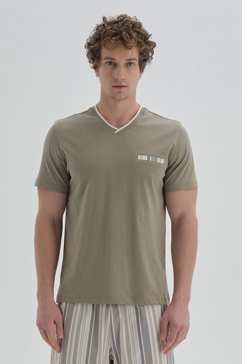 Dagi Mens Khaki Short Pyjama Set 22SM85021NG_HK | DAGI