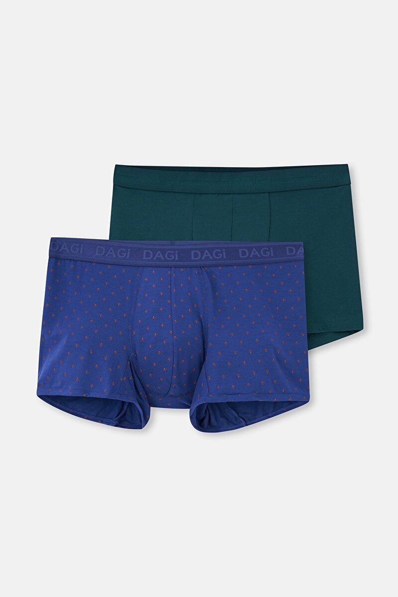 Kiremit-Lacivert 2'Li Desenli Micro Modal Boxer 24AM28274MA_662 | DAGI