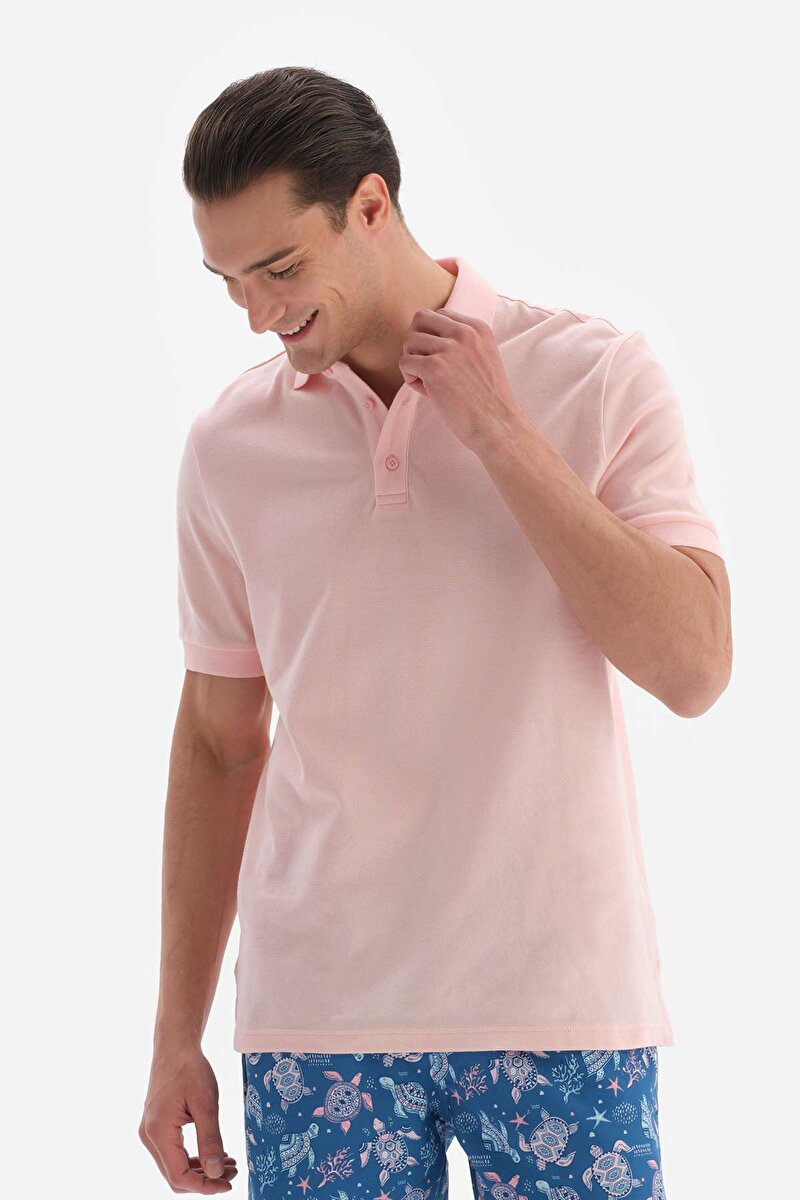 Açık Pembe Pike Polo Yaka T-Shirt 23SM84061ST_AP | DAGI