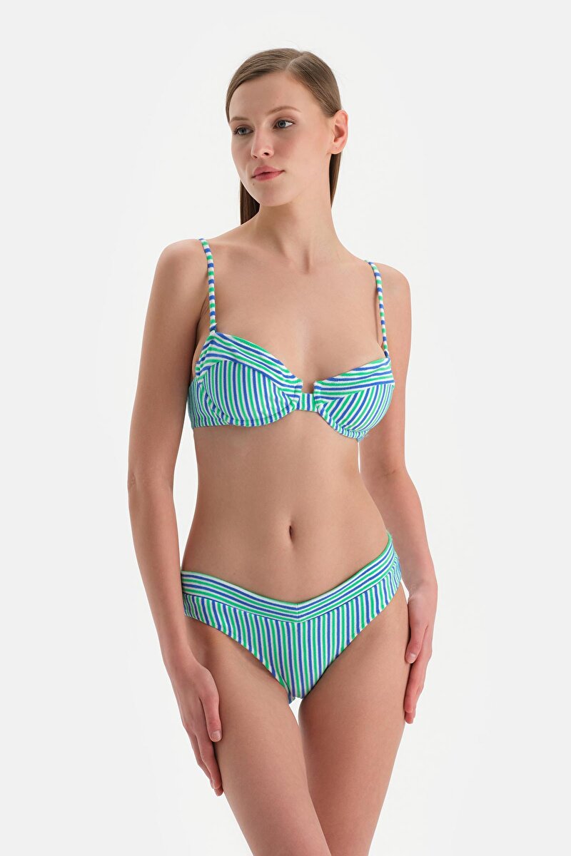 Beyaz-Lacivert Normal Bel Bikini Alt 24SW81052ST_611 | DAGI