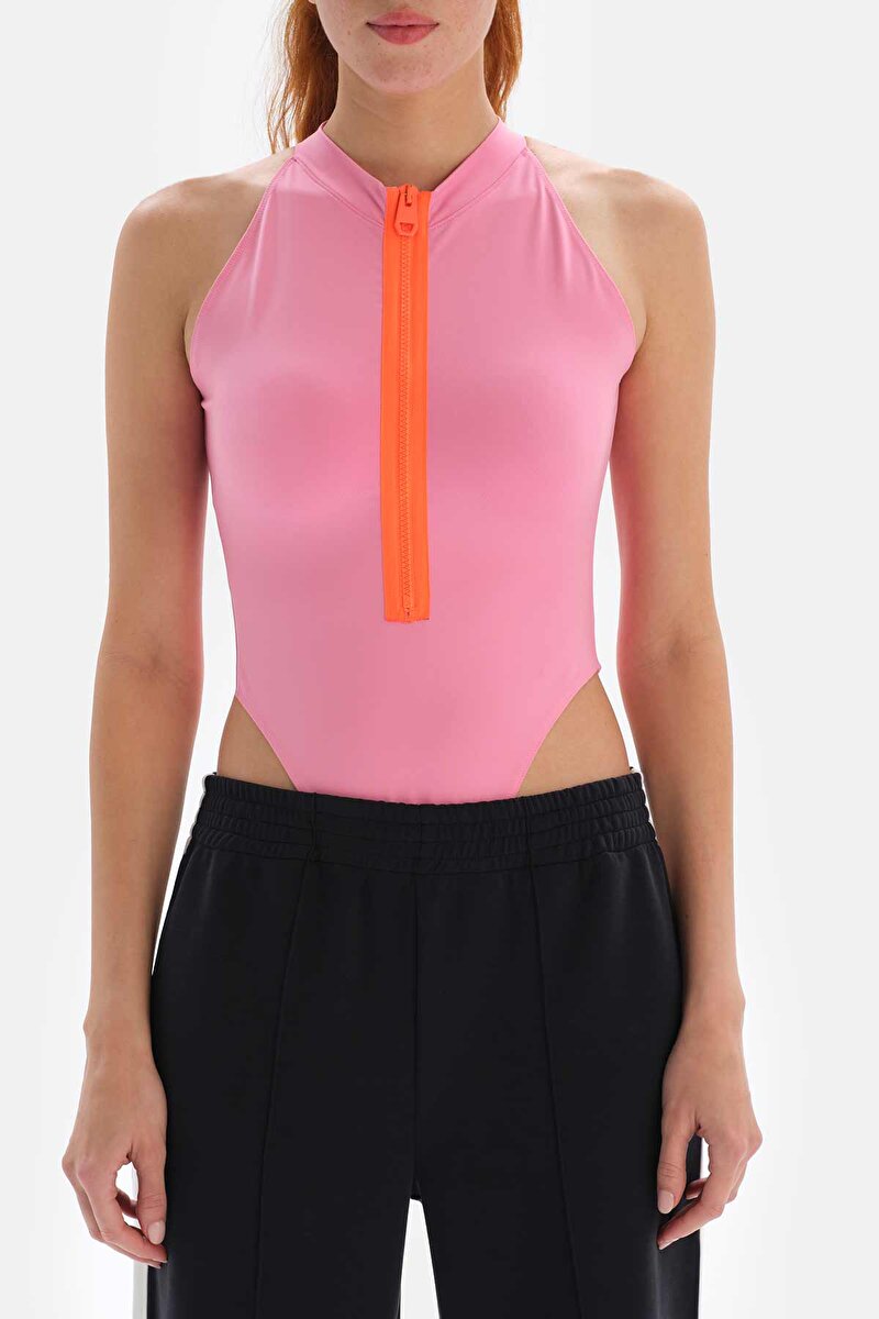 Dagi Active Pembe Kadın Bodysuit Fermuarlı 23SW11188BB_PEM | DAGI