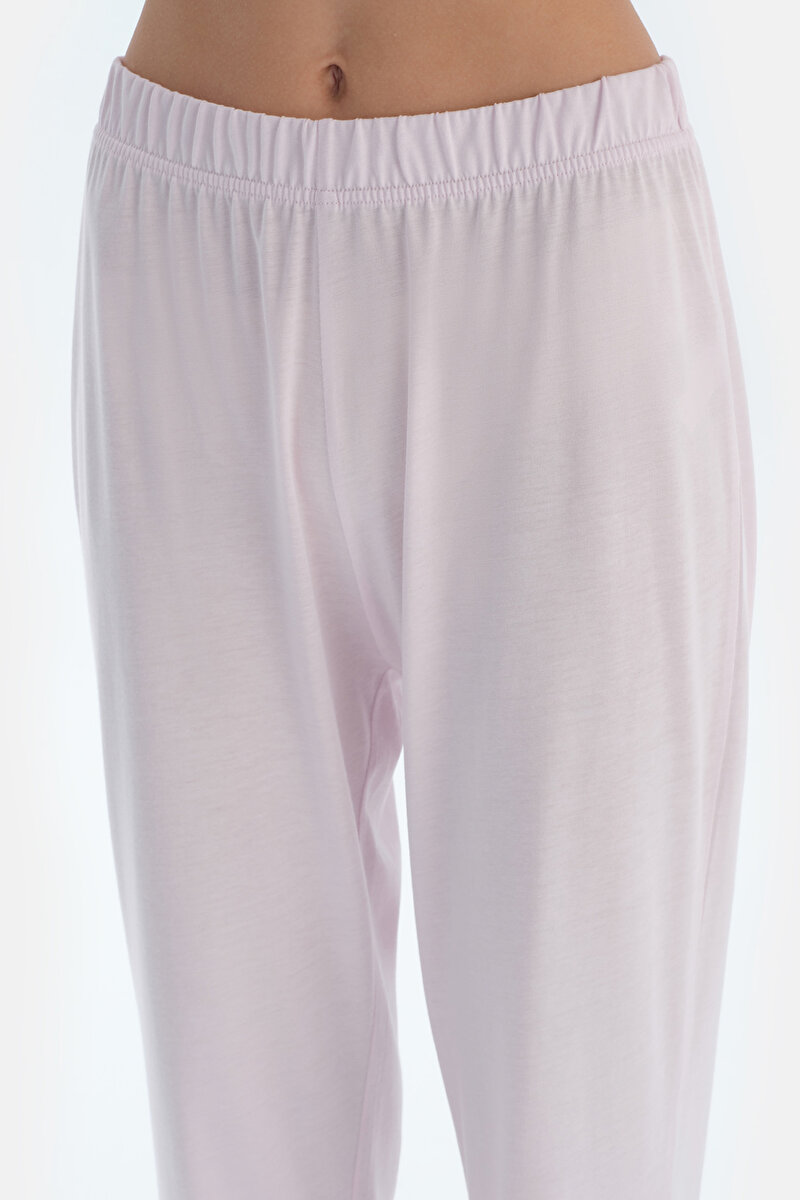Pembe Metraj Desenli ve Düz İkili Pijama Altı 25SW15428BB_356 | DAGI