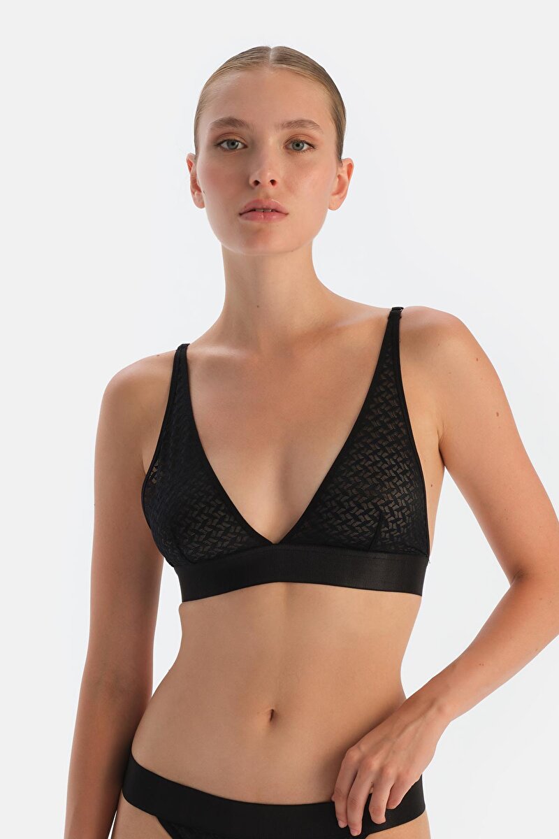 Siyah Premıum Dantelli Ve Lastik Detaylı Bralet 24AW23355MA_366 | DAGI