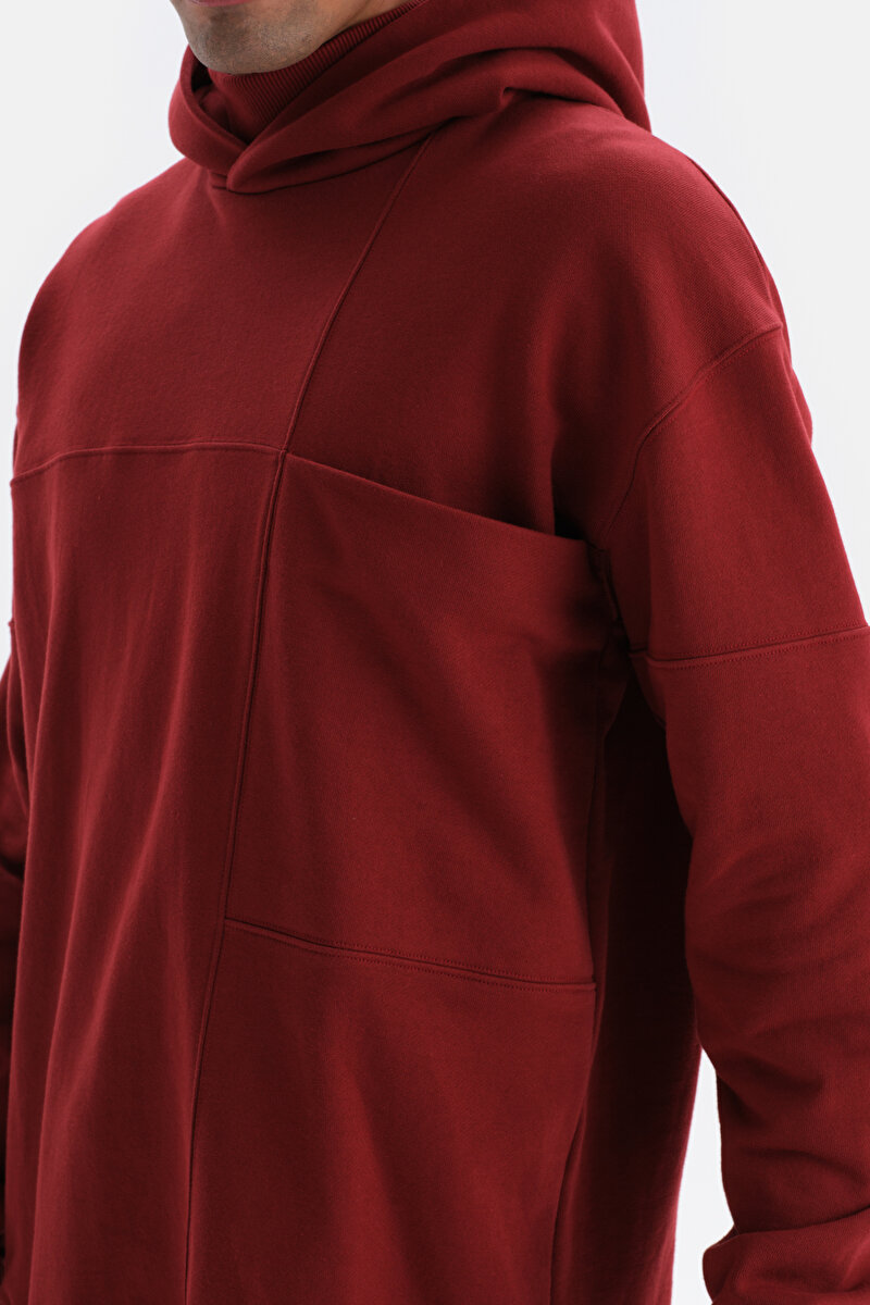 Bordo Cep Detaylı Kapüşonlu Sweatshirt 23WM12221ME_310 | DAGI